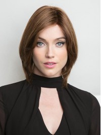Straight 100% Hand-Tied Brown Remy Human Hair Bob Style Wigs 