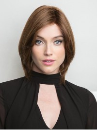 Straight 100% Hand-Tied Brown Remy Human Hair Bob Style Wigs 