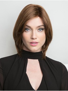 Straight 100% Hand-Tied Brown Remy Human Hair Bob ...