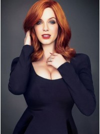 Human Hair Christina Hendricks Wigs UK Cropped Color Shoulder Length Wavy Style