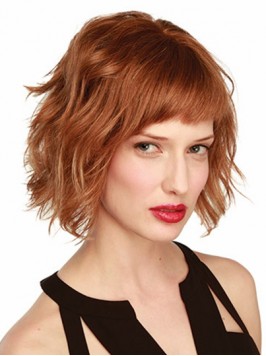 Wavy Bob Wig Chin Length Monofilament Wavy Style A...