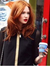 Without Bangs Long Copper Wavy 16" Best Human Hair Karen Gillan Wigs