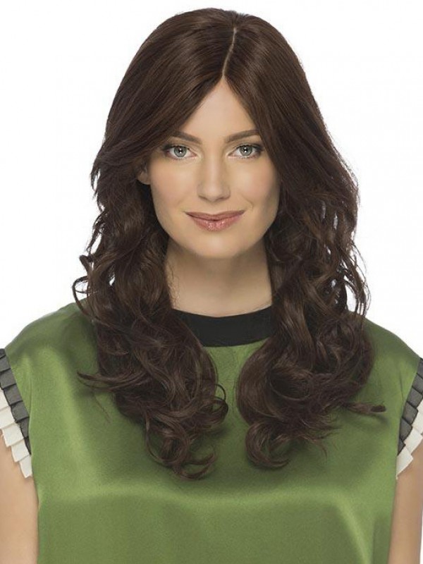 Brown Remy Human Hair Layered Wavy Lace Wigs Female
