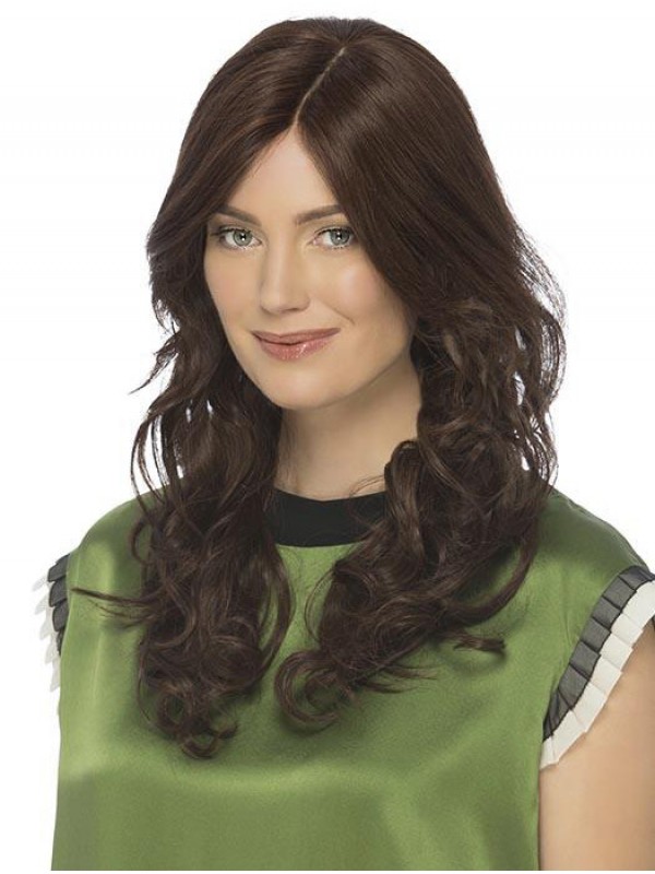 Brown Remy Human Hair Layered Wavy Lace Wigs Female