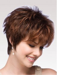 Affordable Auburn Boycuts Wavy Short Wigs