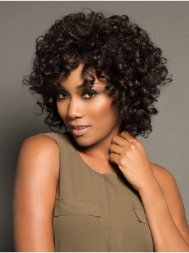 Comfortable 10" Curly Chin Length With Bangs ...