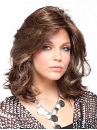 Fashionable Brown Curly Shoulder Length Classic Wigs