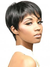 Pleasing Black Straight Cropped African American Wigs