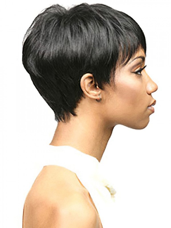 Pleasing Black Straight Cropped African American Wigs