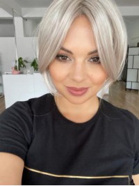 Synthetic Lace Front Straight 10" Great Grey Wigs