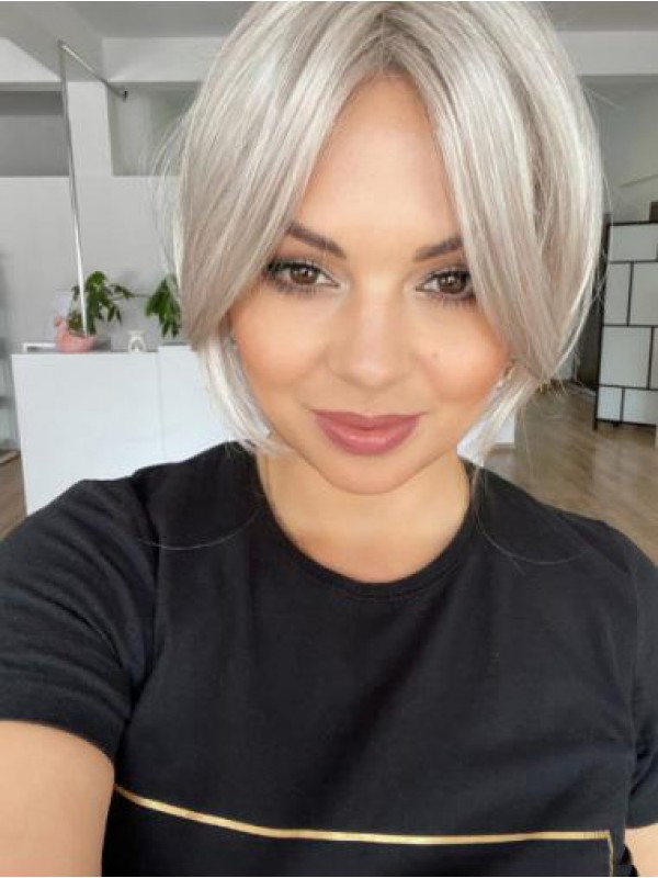 Synthetic Lace Front Straight 10" Great Grey Wigs