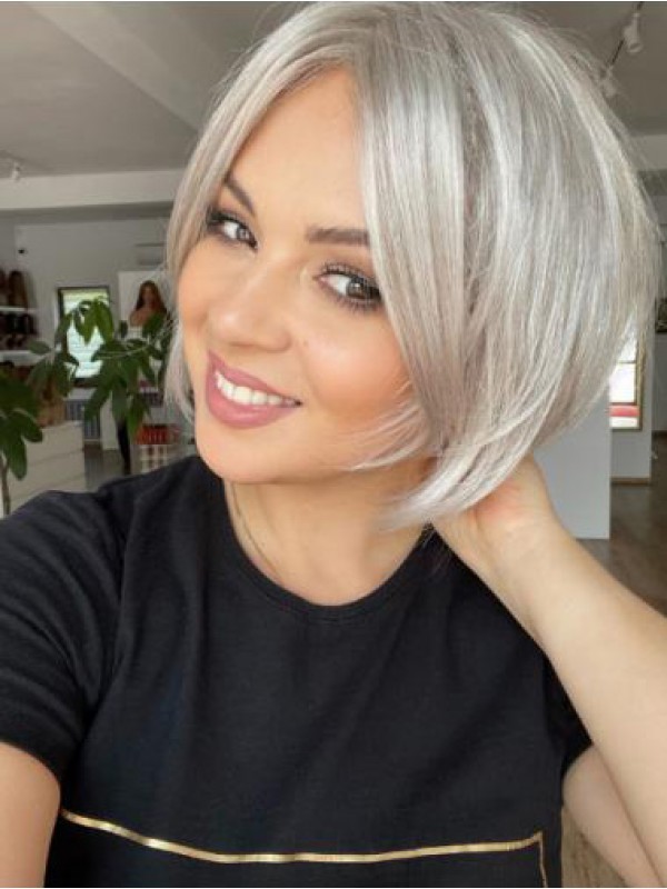 Synthetic Lace Front Straight 10" Great Grey Wigs