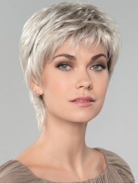 Straight Short 8" Capless Affordable Grey Wigs