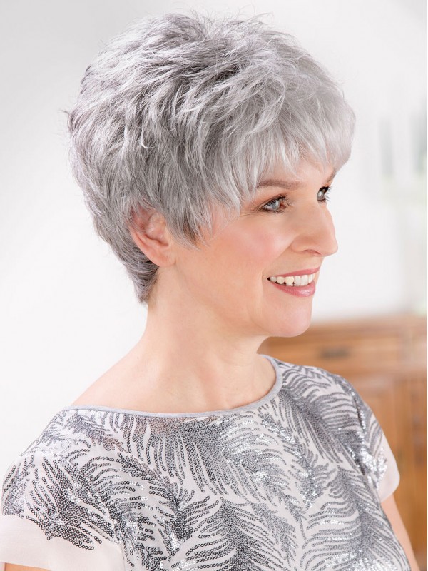 8" Short Straight Fashion Lace Front Grey Wigs