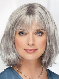 Straight Chin Length 12" Monofilament Sassy Grey Wigs