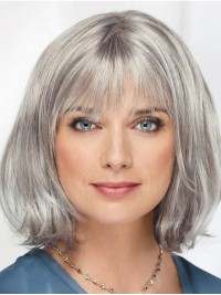 Straight Chin Length 12" Monofilament Sassy Grey Wigs