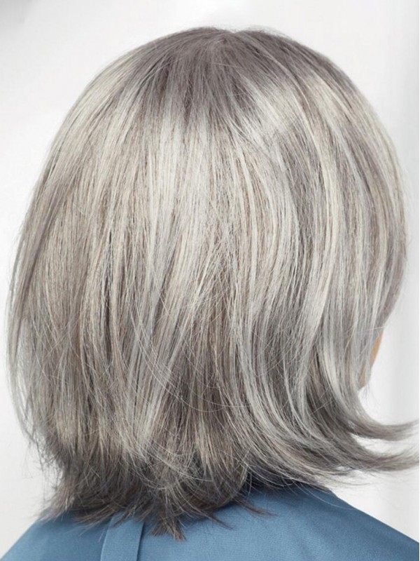 Straight Chin Length 12" Monofilament Sassy Grey Wigs