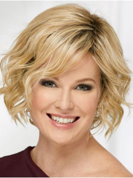 10" Chin Length Blonde Wavy Beautiful Bob Wig...