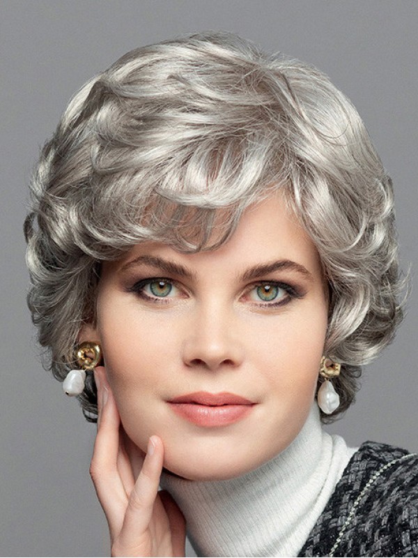 Fashion Grey Full Lace Synthetic Wigs For Ladies