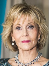 Blonde 10" Wavy Bobs Chin Length Jane Fonda Wigs