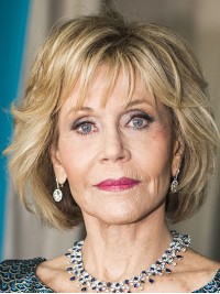 Blonde 10" Wavy Bobs Chin Length Jane Fonda Wigs