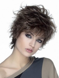 Wavy Brown 8" Synthetic Short Classic Womens Wigs