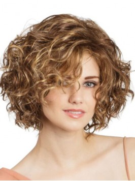 Bob Cut Curly 11" Blonde Lace Front Wigs