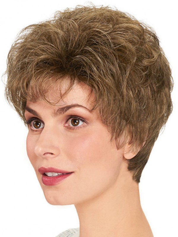 Wavy Cheap Layered Capless 8" Brown Synthetic Wigs