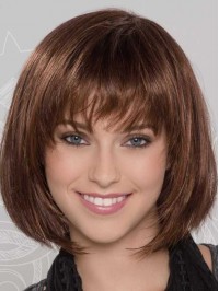 10" Straight Brown Silver Bob Wigs