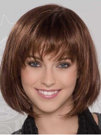 10" Straight Brown Silver Bob Wigs