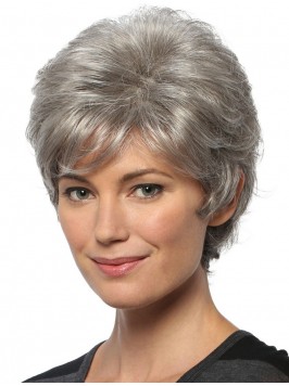 Grey Wavy 8" Capless Short Wigs