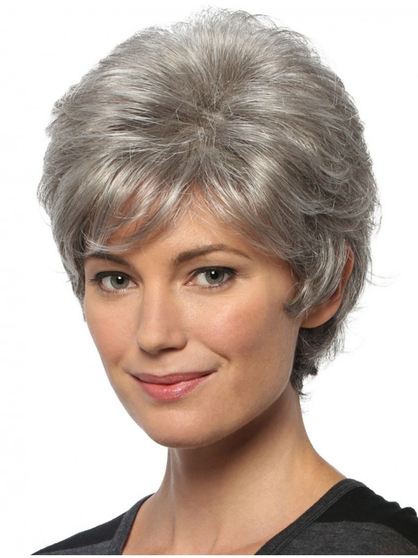 Grey Wavy 8" Capless Short Wigs