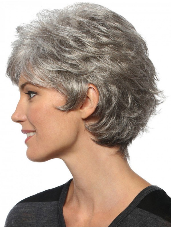 Grey Wavy 8" Capless Short Wigs