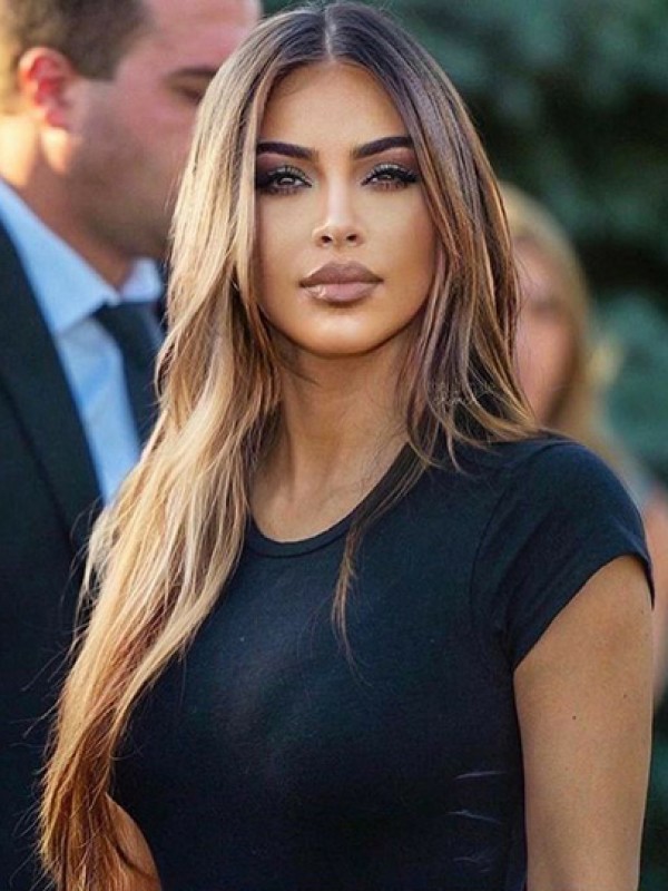 Lace Front Long Blonde Straight Without Bangs Kim Kardashian Wigs