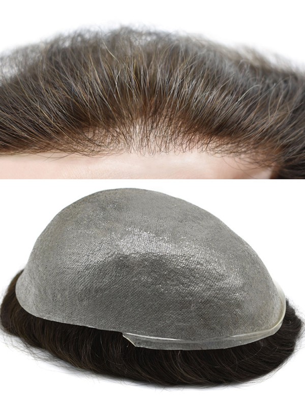 Ultra Thin Skin Men's Toupee Hair Replacement Transparent Invisible 0.04mm V-looped System