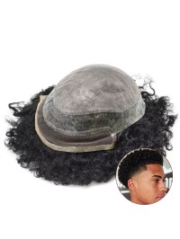 Afro-B Lace Front Afro Mens Toupee African American Hair Replacement System
