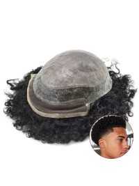 Afro-B Lace Front Afro Mens Toupee African American Hair Replacement System