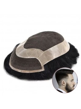 French Lace Men's Hair System Durable Tape Attache...