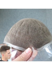 German Net with PU and 1/4 Inch Folded Net Front Human Hair Wigs for Men