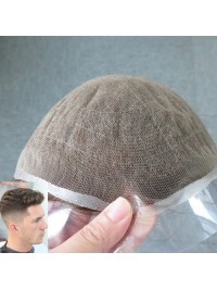 German Net with PU and 1/4 Inch Folded Net Front Human Hair Wigs for Men