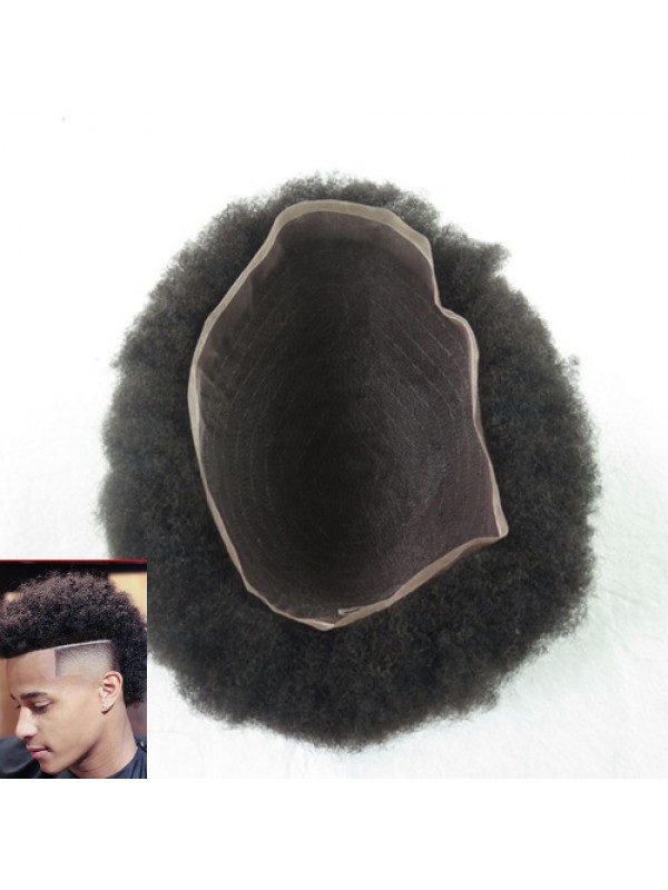 Amazing Undetectable Afro Hair French Lace Toupee For Black Men