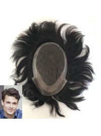 French Lace with 2" PU Back and Sides Double Layer Lace Front Men's Hair Wig Systems