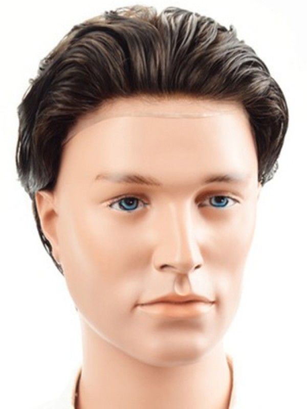 French Lace with 2" PU Back and Sides Double Layer Lace Front Men's Hair Wig Systems