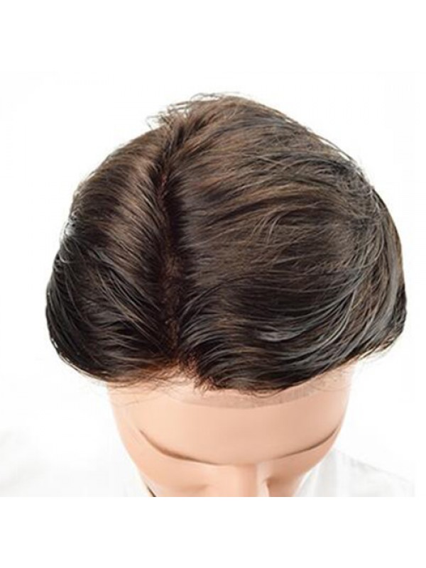 French Lace with Super Thin Skin Mens Indian Hair Replacement Wig