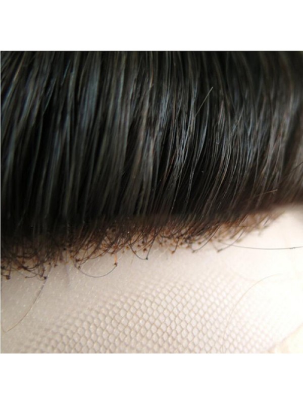 Silk Mono Top PU Sides and Back Lace Front Quality Mens Hair Systems