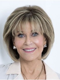 Blonde 12" Straight Bobs Chin Length Jane Fonda Wigs