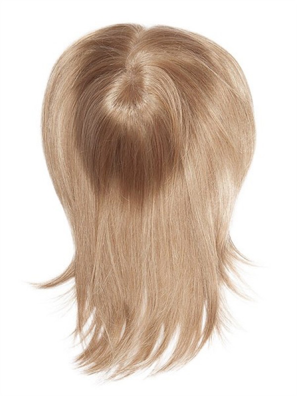 Middle Straight Blonde Remy Human Hair Mono Hair Pieces