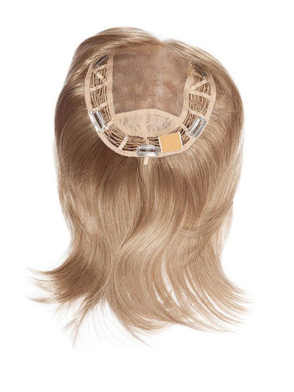 Middle Straight Blonde Remy Human Hair Mono Hair Pieces