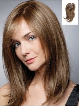 Natural Brown Straight Remy Human Hair Mono Hair P...
