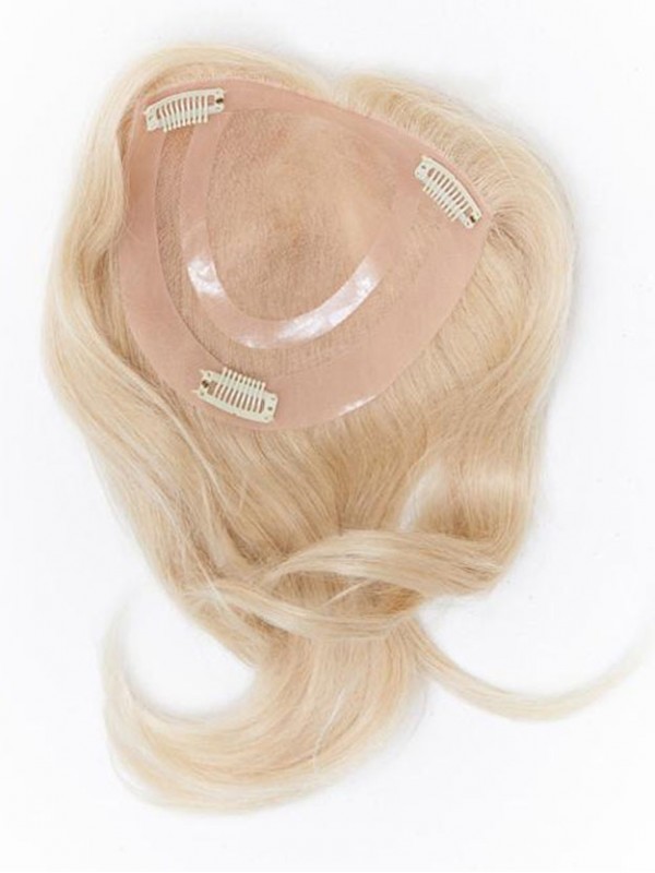 Straight Blonde Remy Human Hair Mono Hair Pieces